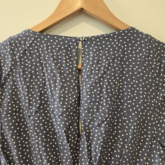 BNWOT Abercrombie and Fitch blue grey polka dot tie waist romper xxs - Picture 9 of 9